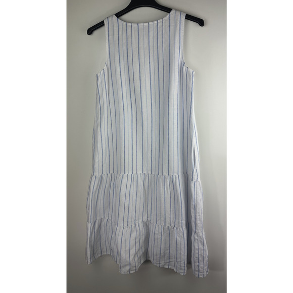 J. Jill Love Linen Sleeveless Tiered Maxi Dress Medium Petite Coastal Beach - Picture 8 of 16